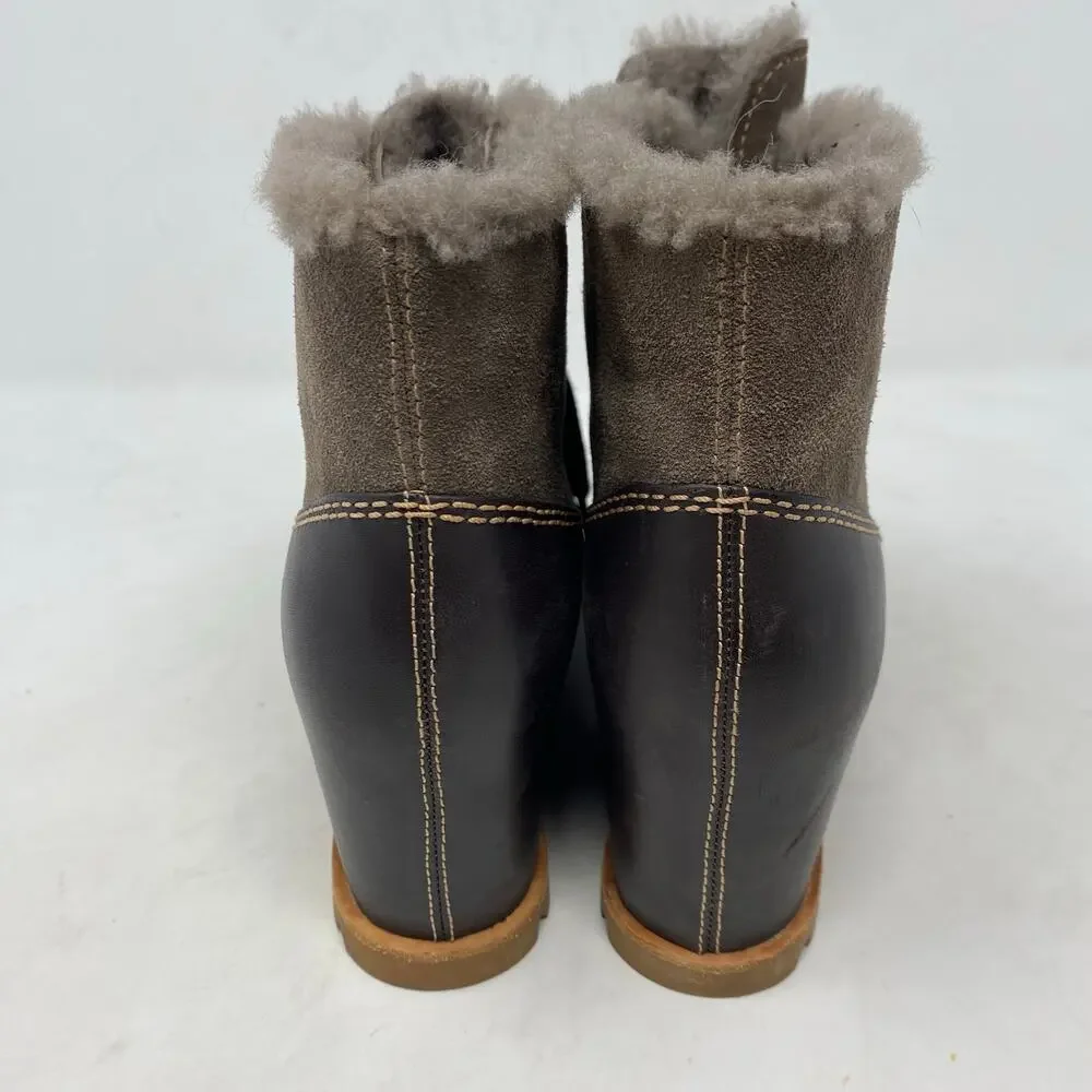 UGG Alasdair Waterproof Suede Sheepskin Wedge Booties Women Size 7.5 - Picture 6 of 7